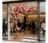KIBONCY Árbol de Deseos Rosas Artificiales Mixtos Grandes e Independientes, árbol Floral simulación hortensias Camelia sintética, decoración for Interiores y Exteriores for vestíbulo Hotel(1.5x1.2m)