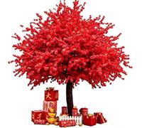 KIBONCY Árbol de Flor Cerezo melocotón Artificial Rojo Grande, Deseos Festivos Año Nuevo for decoración Interior y Exterior, hogar, Sala Estar, Hotel, Centro Comercial(250cm)