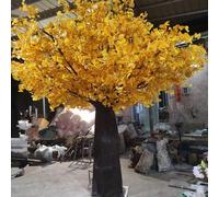 KIBONCY Árbol de ginkgo artificial, árbol de ginkgo artificial de simulación de flor de durazno para eventos, interior y exterior, hogar, oficina, fiesta, centro comercial, 4 m x 3 m