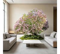 KIBONCY Árbol Lila simulado con Flores moradas: Ideal for decoración de Interiores de centros comerciales y hoteles(4x3m)