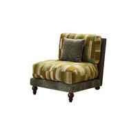 KIBONCY Armless Accent Chair, Striped Fabric Slipper for Living Room Vintage Upholstered, Mid-Century for Bedroom Retro(A)