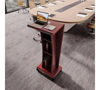 KIBONCY Atril de Madera con Almacenamiento, Escritorio, Orificios for Cables Integrados, púlpito móvil for conferencias, presentaciones en Iglesias y oficinas.(Red,with Wheel)