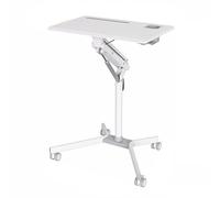 KIBONCY Atril móvil con 4 Ruedas, Soporte metálico for portátil, púlpito Moderno for Iglesia, Escuela, Oficina y conferencias.(White)