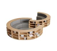 KIBONCY Biblioteca Creativa Juego De Sofás con Estantería Curva, Banco De Lectura Modular De Madera, Estante, Muebles Combinados For La Escuela, El Aula, El Centro De Aprendizaje Comunitario(C9)