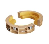 KIBONCY Biblioteca Creativa Juego De Sofás con Estantería Curva, Banco De Lectura Modular De Madera, Estante, Muebles Combinados For La Escuela, El Aula, El Centro De Aprendizaje Comunitario(C5)