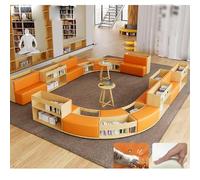 KIBONCY Biblioteca En Forma De S Sala Lectura Escolar Estantería Madera Maciza Combinada Arco, Recepción Simple Y Única, Sofá, Isla Libros(I)