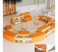 KIBONCY Biblioteca En Forma De S Sala Lectura Escolar Estantería Madera Maciza Combinada Arco, Recepción Simple Y Única, Sofá, Isla Libros(H)