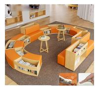 KIBONCY Biblioteca En Forma De S Sala Lectura Escolar Estantería Madera Maciza Combinada Arco, Recepción Simple Y Única, Sofá, Isla Libros(K)