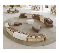 KIBONCY Biblioteca En Forma De S Sala Lectura Escolar Estantería Madera Maciza Combinada Arco, Recepción Simple Y Única, Sofá, Isla Libros(O)