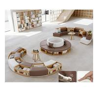 KIBONCY Biblioteca En Forma De S Sala Lectura Escolar Estantería Madera Maciza Combinada Arco, Recepción Simple Y Única, Sofá, Isla Libros(R)