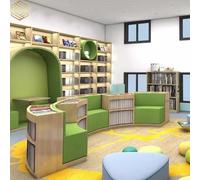 KIBONCY Biblioteca Sofá Combinado En Forma De Arco, Librería De Madera Maciza, Sofá Simple De Forma Irregular for Jardín De Infantes, Estante De Almacenamiento Creativo(A)