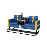 KIBONCY Billiard Club Spectator Sofa with Metal Footrest, Thick Padding Cushion Game Room Couch, Waterproof PU Leather Commercial Seating for Pool Hall(J)