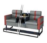 KIBONCY Billiard Club Spectator Sofa with Metal Footrest, Thick Padding Cushion Game Room Couch, Waterproof PU Leather Commercial Seating for Pool Hall(E)