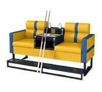 KIBONCY Billiard Club Spectator Sofa with Metal Footrest, Thick Padding Cushion Game Room Couch, Waterproof PU Leather Commercial Seating for Pool Hall(H)