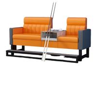 KIBONCY Billiard Hall Lounge Couch with Ottoman, Comfortable Upholstered Viewing Seat with Tempered Glass Side Table, Thick Cushion & Sturdy Frame(A)