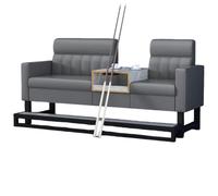 KIBONCY Billiard Hall Lounge Couch with Ottoman, Comfortable Upholstered Viewing Seat with Tempered Glass Side Table, Thick Cushion & Sturdy Frame(H)