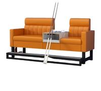 KIBONCY Billiard Hall Lounge Couch with Ottoman, Comfortable Upholstered Viewing Seat with Tempered Glass Side Table, Thick Cushion & Sturdy Frame(D)