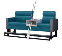 KIBONCY Billiard Hall Lounge Couch with Ottoman, Comfortable Upholstered Viewing Seat with Tempered Glass Side Table, Thick Cushion & Sturdy Frame(I)