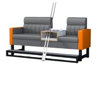 KIBONCY Billiard Hall Lounge Couch with Ottoman, Comfortable Upholstered Viewing Seat with Tempered Glass Side Table, Thick Cushion & Sturdy Frame(B)