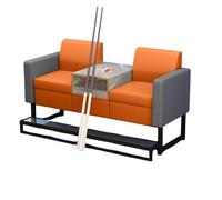 KIBONCY Billiard Room Sofa, Luxury Leather Upholstered Spectator Lounge Chair with Reinforced Metal Frame Modern Light(B)