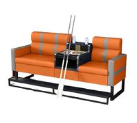 KIBONCY Billiard Room Sofa & Ottoman Set, Soft Upholstered Lounge Chair with Tempered Glass Side Table, Stylish Seating Solution for Home Game(B)