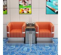 KIBONCY Billiard Spectator Sofa Set Thickened Cat Scratch Leather Pool Room Lounge Seating with Coffee Table Heavy-Duty Game Couch(A)