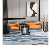 KIBONCY Billiards Room Chair Table PU Leather Sofa with and Chairs Dedicated with Wooden Coffee(6)