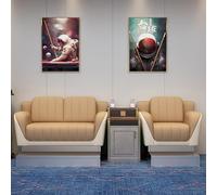 KIBONCY Billiards Seating Set, Modern Upholstered Sofa Chairs, Billiards Room Viewing Couch with Metal Footrest(F)