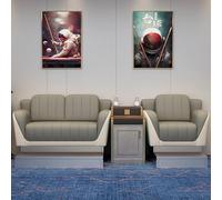 KIBONCY Billiards Seating Set, Modern Upholstered Sofa Chairs, Billiards Room Viewing Couch with Metal Footrest(H)