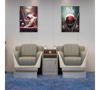 KIBONCY Billiards Seating Set, Modern Upholstered Sofa Chairs, Billiards Room Viewing Couch with Metal Footrest(G)