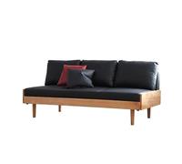 KIBONCY Black Faux Leather Small Office Couch Loveseat Sofa with Wood Arms,Mid Century Modern Love Seat Sofas for Living Room Bedroom(A,210x80x82cm)