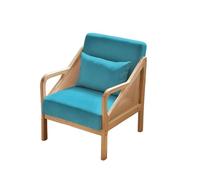 KIBONCY Boho Rattan & Wood Accent Chair, Upholstered Fabric Armchair Mid Century Modern for Living Room Bedroom(C,65cm)