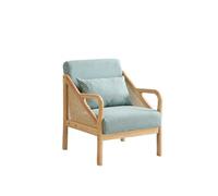 KIBONCY Boho Rattan & Wood Accent Chair, Upholstered Fabric Armchair Mid Century Modern for Living Room Bedroom(B,180cm)