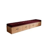 KIBONCY Button Tufted Upholstered Entryway Shoe Organizer Bench, Sturdy Multi Door Wooden Closed Cabinet Seat for Custom Length Hall Household Storage(B,160x40x40cm)