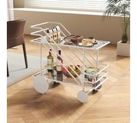 KIBONCY Carro de Mesa Auxiliar con Ruedas Moderno, Carrito de refrigerios de diseño Industrial con Almacenamiento, Mesa de Centro móvil Alternativa for Oficina en casa y Sala de Estar(White,60cm)