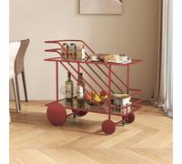 KIBONCY Carro de Mesa Auxiliar con Ruedas Moderno, Carrito de refrigerios de diseño Industrial con Almacenamiento, Mesa de Centro móvil Alternativa for Oficina en casa y Sala de Estar(Red,80cm)