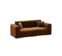 KIBONCY Channel Tufted Boucle Sofa, Modular Loveseat,3 Seater Mid-Century Modern Couch with Stain-Resistant Fabric,for Living Room(A)