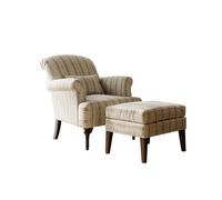 KIBONCY Classic Striped Armchair Upholstered Accent Chair Set Comfortable with Solid Wood Legs for Living Room & Bedroom(C)