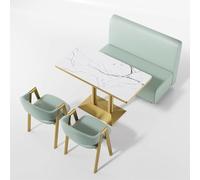 KIBONCY Coffee and Western Restaurant Booth Sofas, Modern Upholstered Armchair & Table Desk Set, For Home Office, Dining Room, Living Room(4)