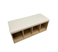 KIBONCY Color Optional PU Cushion Cubby Storage Bench, Space Saving Natural Wood Shoe Changing for Playroom Daycare & Narrow Hallway Use(B,150x30x40cm)