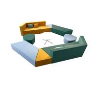 KIBONCY Combinación Creativa y Relajada de sofá de Oficina y Mesa de Centro, Perfecta for centros de Entrenamiento, pasillos, Lugares de reunión y Descanso, Material de algodón y Lino(A)