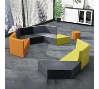 KIBONCY Combinación Creativa y Relajada de sofá de Oficina y Mesa de Centro, Perfecta for centros de Entrenamiento, pasillos, Lugares de reunión y Descanso, Material de algodón y Lino(D)