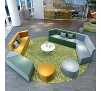 KIBONCY Combinación Creativa y Relajada de sofá de Oficina y Mesa de Centro, Perfecta for centros de Entrenamiento, pasillos, Lugares de reunión y Descanso, Material de algodón y Lino(B)