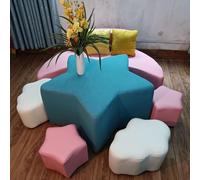KIBONCY Combinación de Mesa y Asiento for sofá de bebé for rincones de Lectura de Preescolar y jardín de Infantes con diseño de Estrella y Luna(C)
