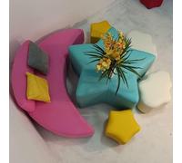 KIBONCY Combinación de Mesa y Asiento for sofá de bebé for rincones de Lectura de Preescolar y jardín de Infantes con diseño de Estrella y Luna(A)