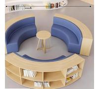 KIBONCY Combinación de sofá Curvo y librería, con Estructura de Madera Maciza y Espuma Resistente, for Sala de Lectura, Centro de educación temprana, Color Verde.(E)