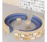 KIBONCY Combinación de sofá Curvo y librería, con Estructura de Madera Maciza y Espuma Resistente, for Sala de Lectura, Centro de educación temprana, Color Verde.(F)