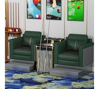 KIBONCY Commercial Grade Pool Table Side Spectator Chair, Leather Billiard Viewing Sofa with Metal Footstool, Rest Couch for Hall Competition Lounge Area(D)