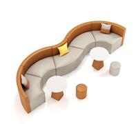 KIBONCY Conjunto contemporáneo de sofá y Mesa con Curva en S, Asientos modulares de recepción for oficinas, hoteles, Salas de Espera corporativas y Salones comerciales.(A)