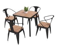 KIBONCY Conjunto de Comedor Exterior, Mesa y sillas de Metal y Madera plástica, Muebles de jardín para balcón, cafetería, terraza(B,140 * 70 * 75 Six Chairs One Table)